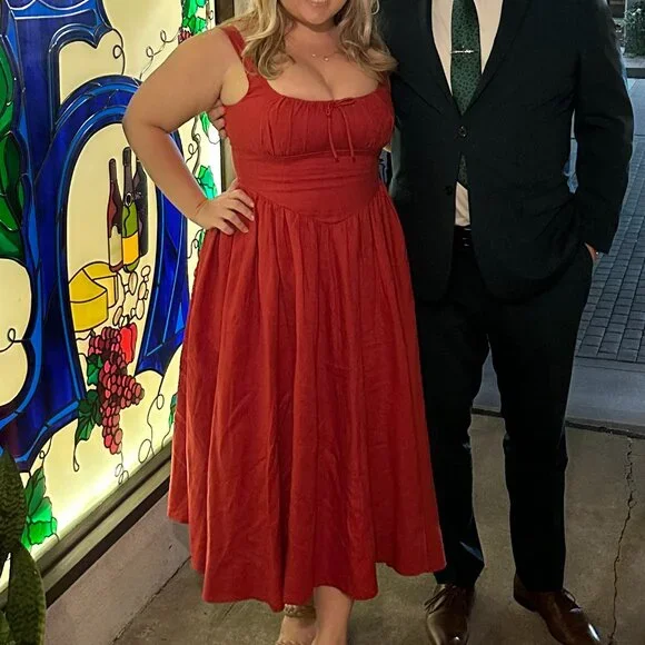 Balia Linen Dress in Sundried Tomato - Picture 4 of 6